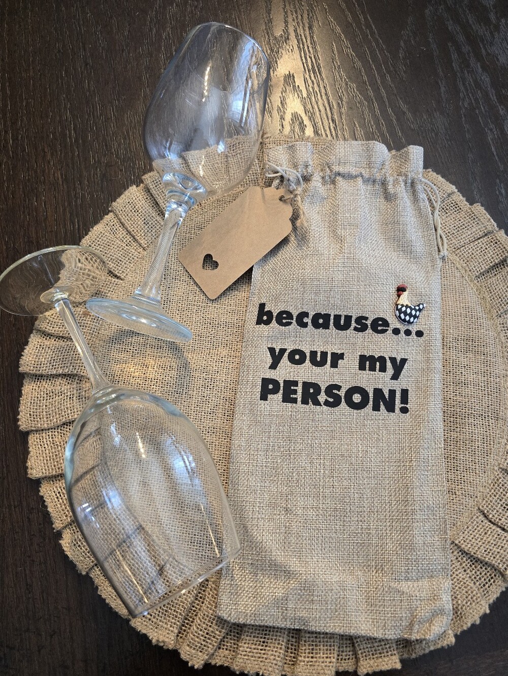 🍷Handmade Burlap Wine Bag ✨ Great Gift for Best Friend, Partner❤️